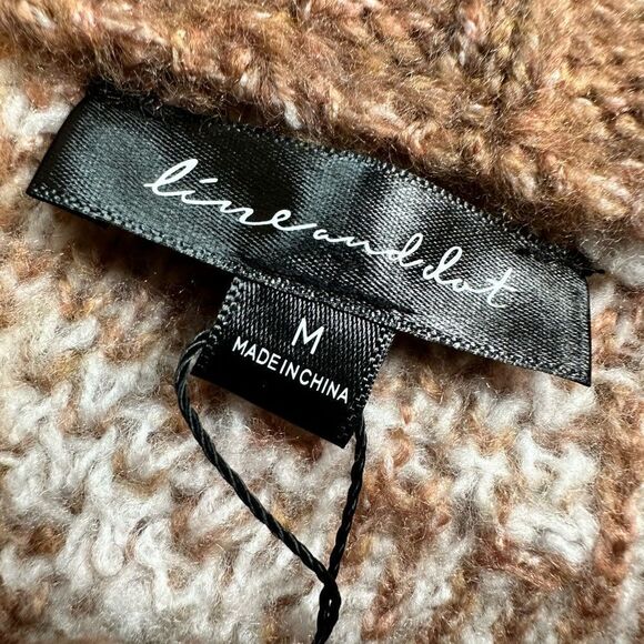 NWT Line & Dot Women’s Brown/White Houndstooth Plush Crew Neck Sweater - Size M - Picture 4 of 8